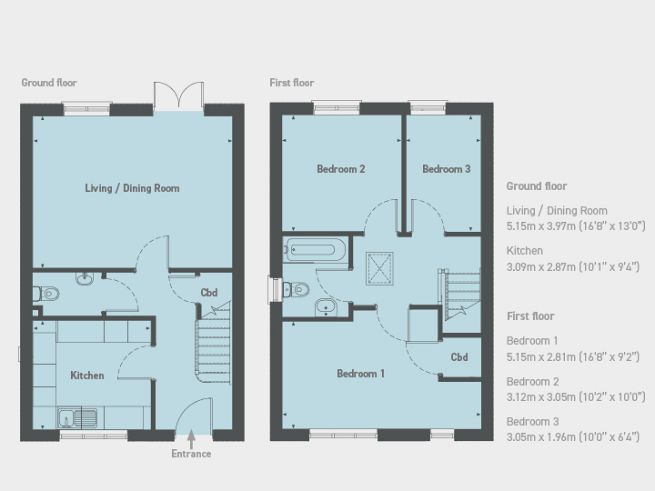 Floor plan 3 bedroom house - artist's impression subject to change